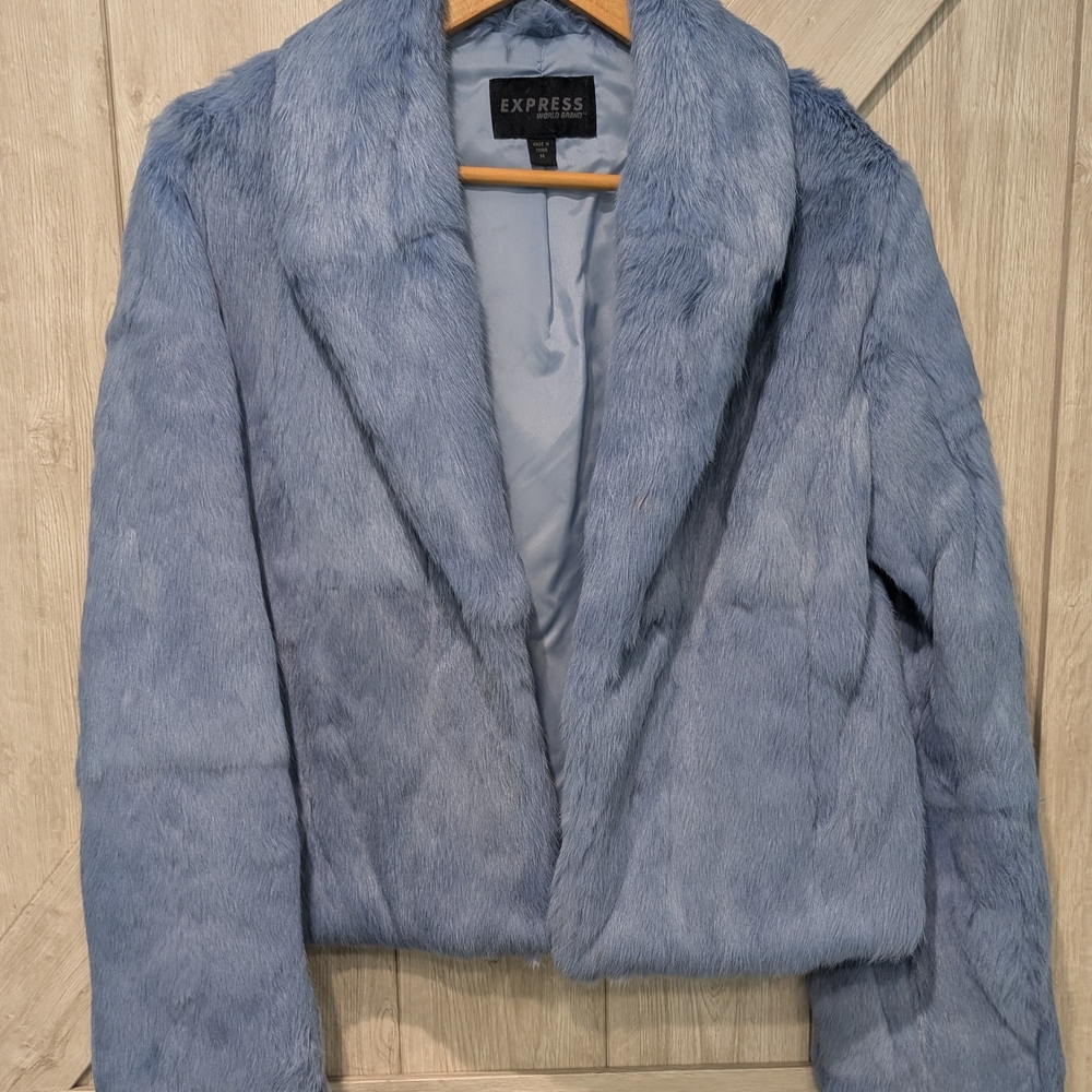 Express Women's Sky Blue Teddy Jacket